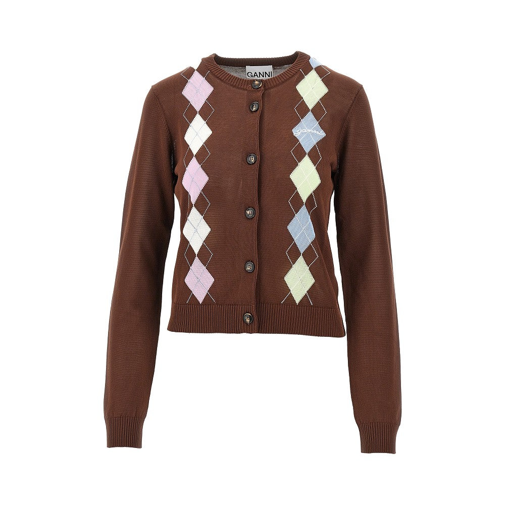 Ganni Women Knitted Cardigan With Diamond Motif