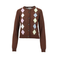Ganni Women Knitted Cardigan With Diamond Motif