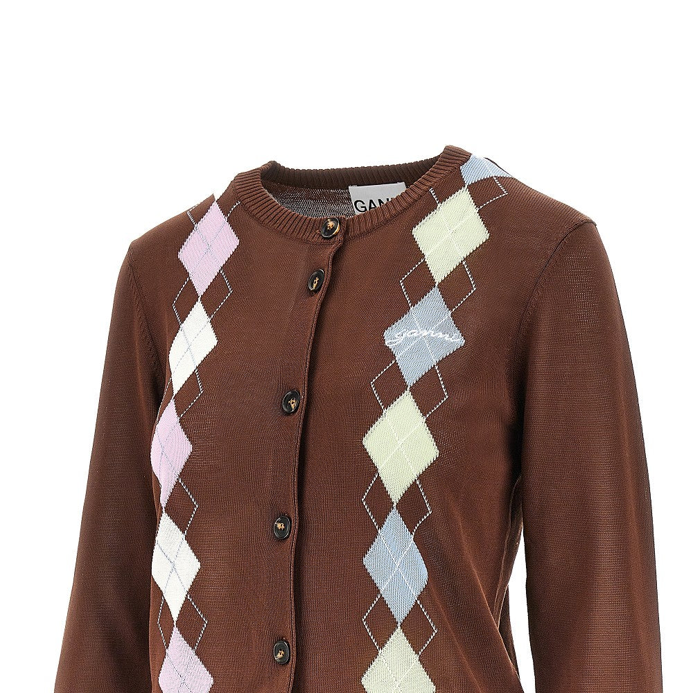 Ganni Women Knitted Cardigan With Diamond Motif
