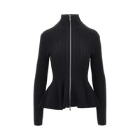ALAIA Alaia Women Ribbed Wool Peplum Cardigan