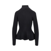 ALAIA Alaia Women Ribbed Wool Peplum Cardigan