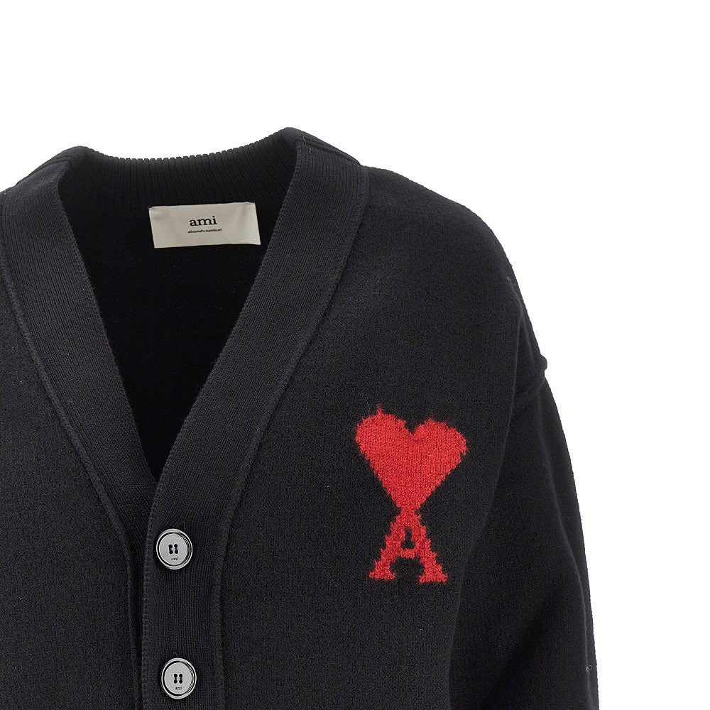 Ami Women Wool Cardigan With 'Ami De Coeur' Inlay