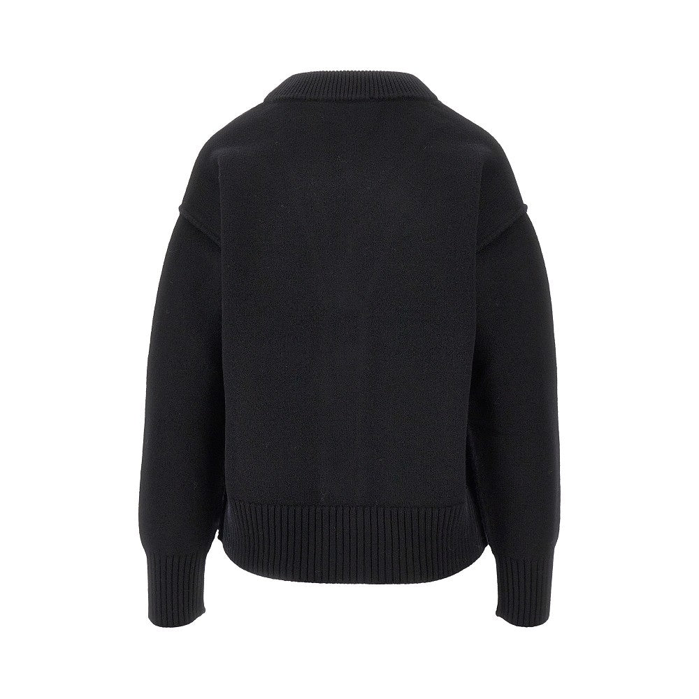 Ami Women Wool Cardigan With 'Ami De Coeur' Inlay
