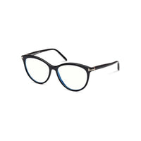 Tom Ford Tom Ford Eyeglasses Round Full Rim, Shiny Black Frame and Clear/Blue-light Block Lenses Lens FT5990-B001
