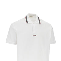 Versace Men Cotton Polo Shirt With Greca Motif
