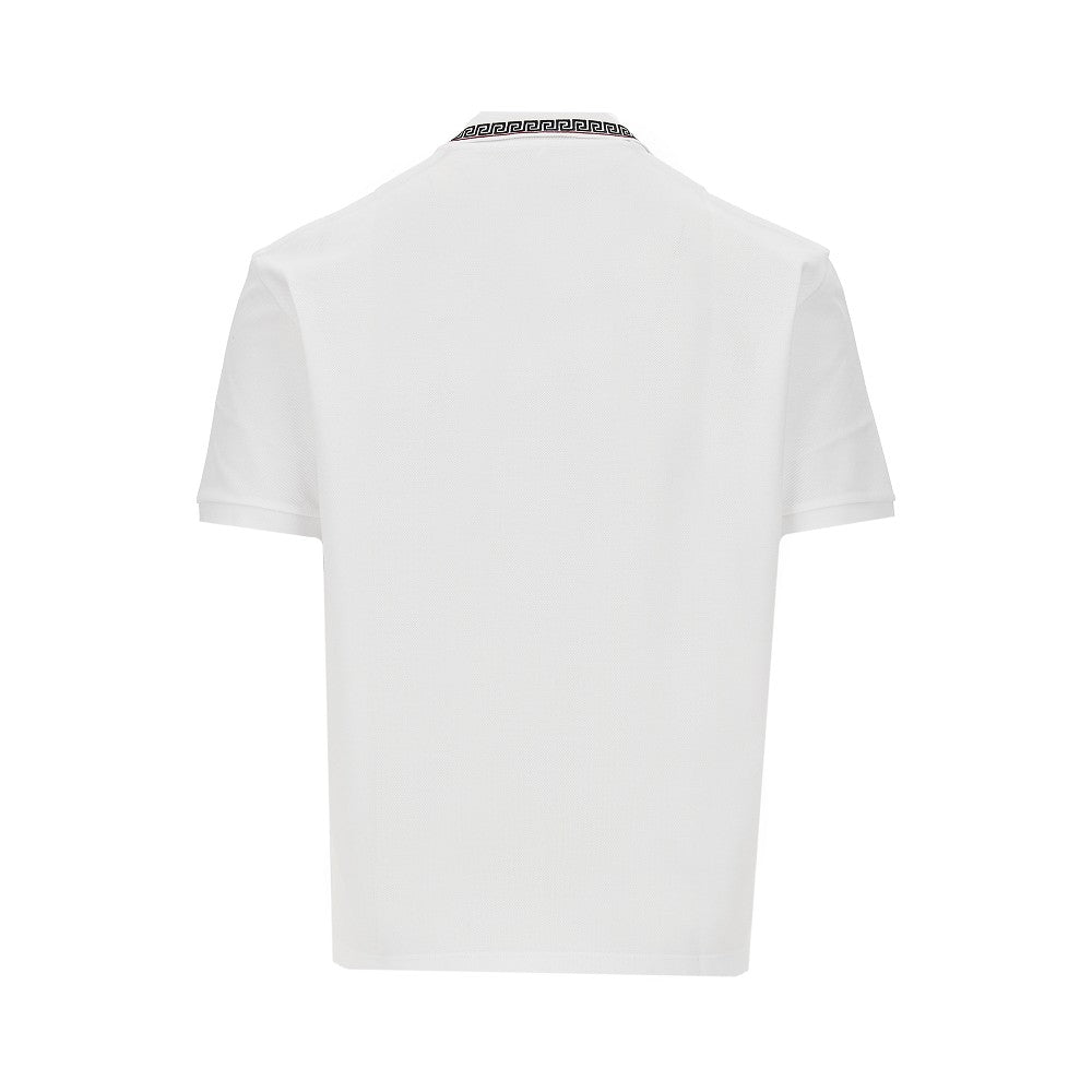 Versace Men Cotton Polo Shirt With Greca Motif