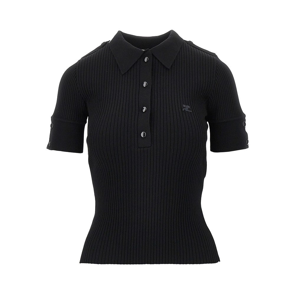 Courreges Women Ribbed Knit Polo Shirt