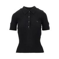 Courreges Women Ribbed Knit Polo Shirt