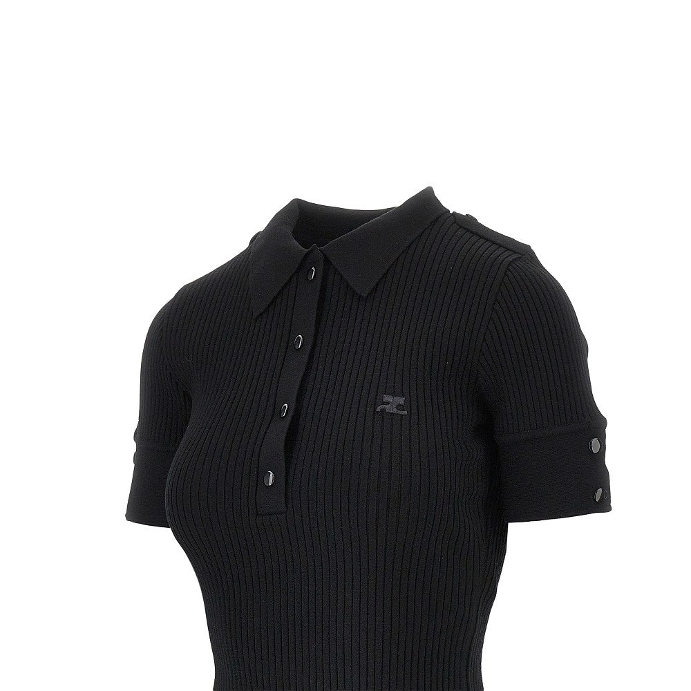 Courreges Women Ribbed Knit Polo Shirt