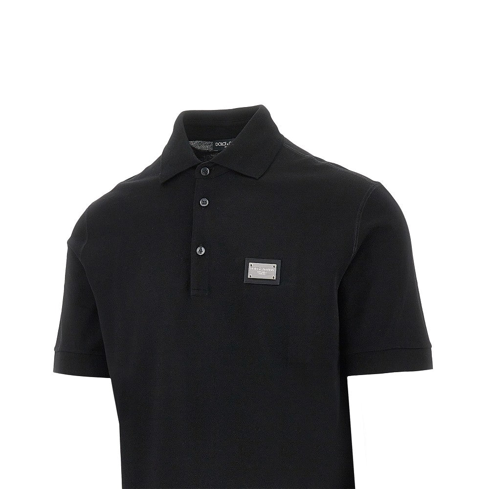 Dolce&Gabbana Men Piquet Polo Shirt With Logo Plate