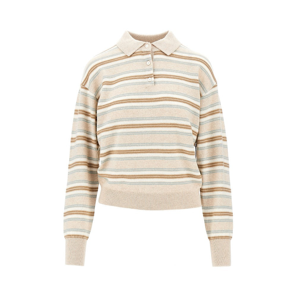 Guest In Residence Women Cashmere Polo Shirt With Striped Motif