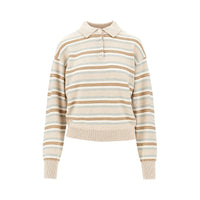 Guest In Residence Women Cashmere Polo Shirt With Striped Motif