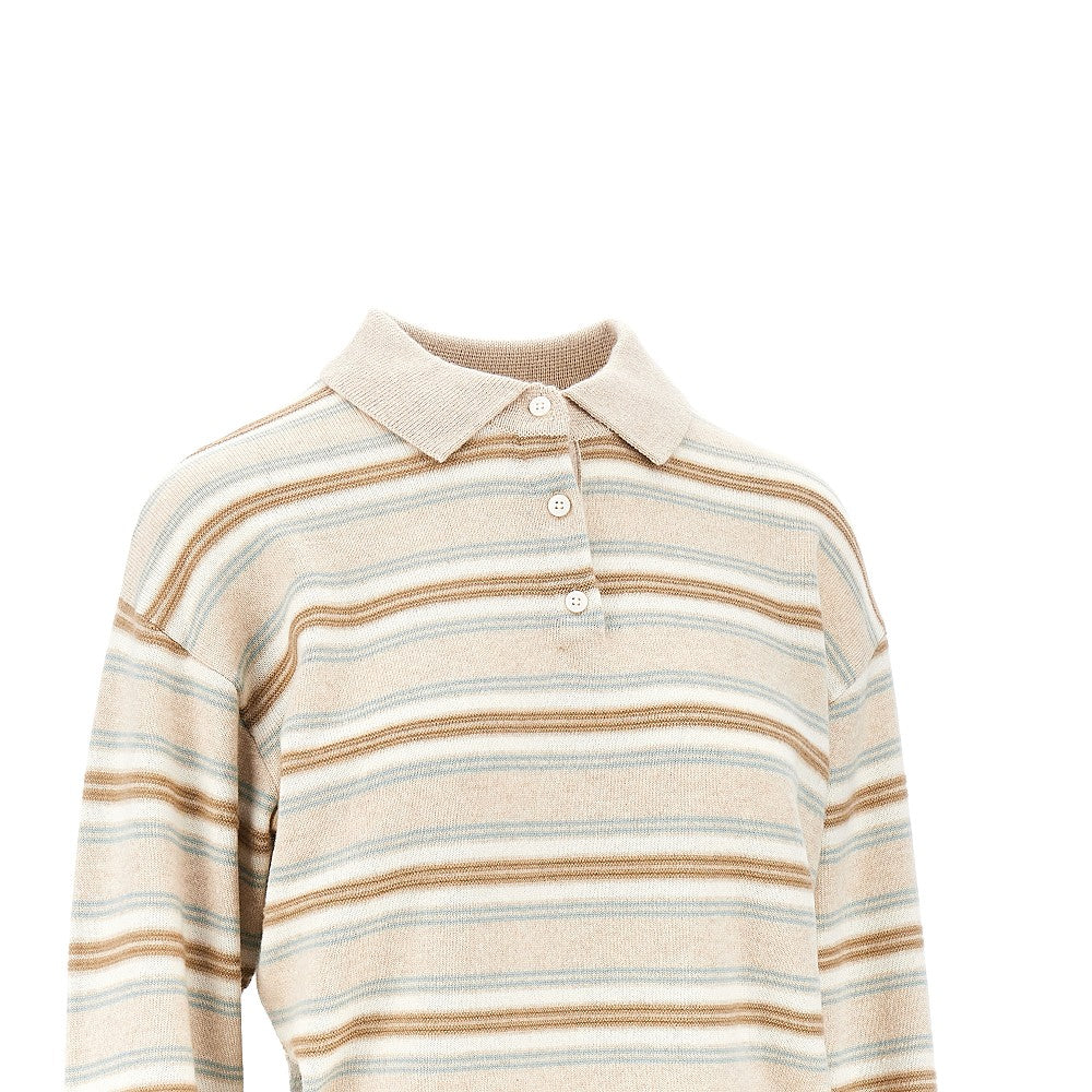 Guest In Residence Women Cashmere Polo Shirt With Striped Motif