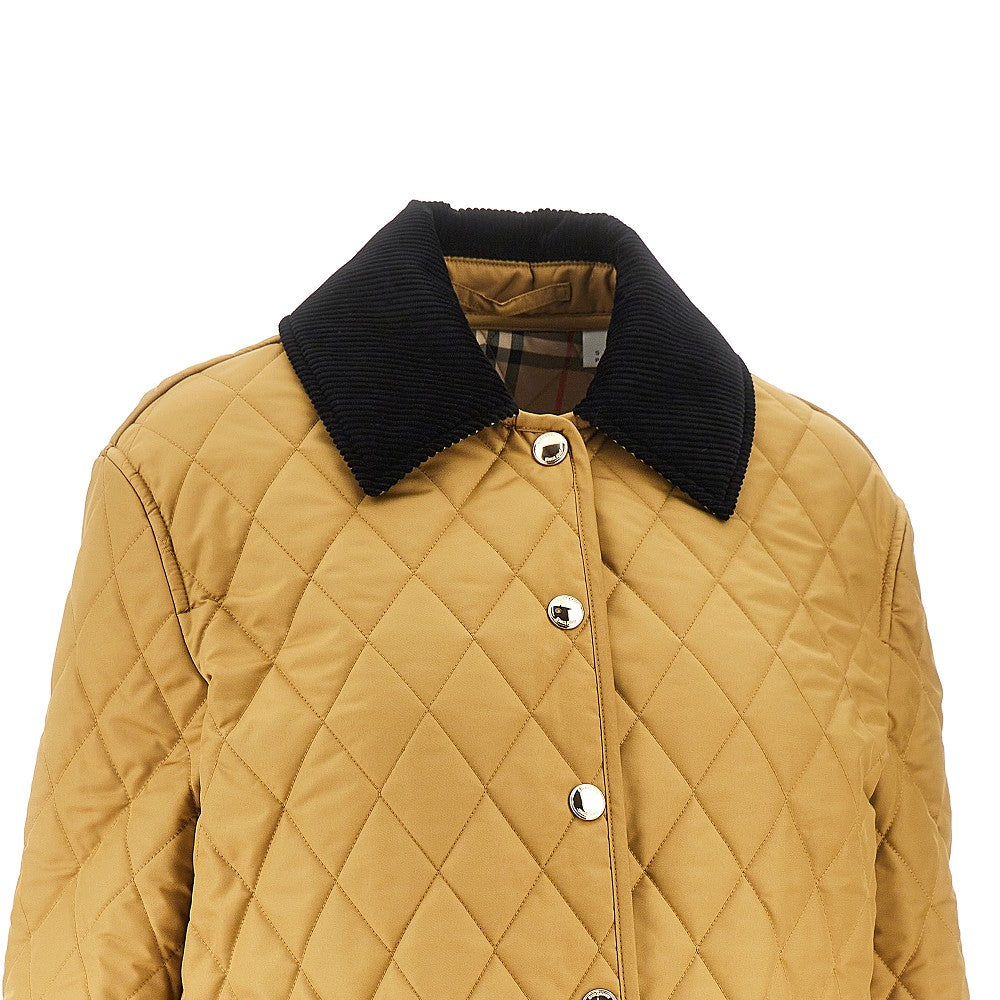 Burberry Women Quilted Jacket With Logo Embroidery