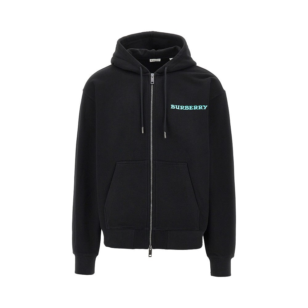 Burberry Men Heritage Logo Print Full-Zip Hoodie