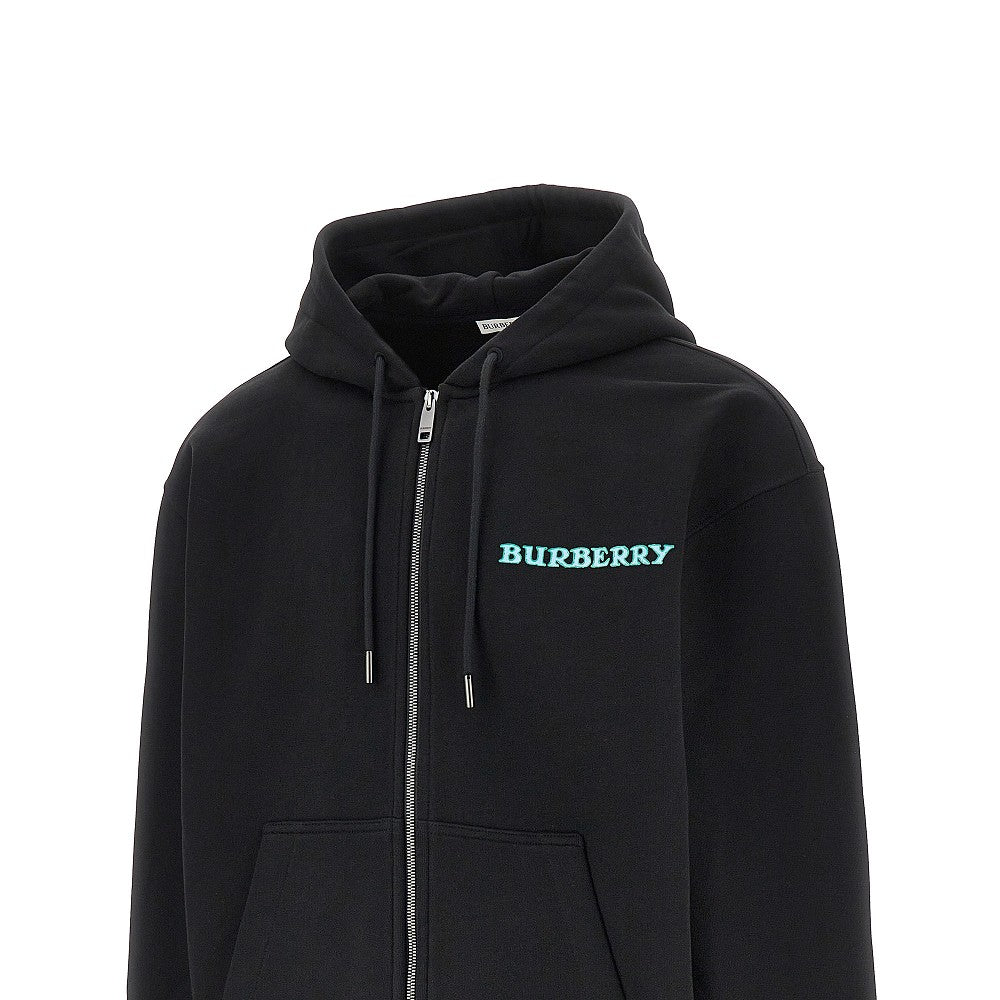 Burberry Men Heritage Logo Print Full-Zip Hoodie