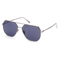Tom Ford Tom Ford Sunglasses Aviator Full Rim, Shiny Light Ruthenium Frame and Blue Lens FT085214V