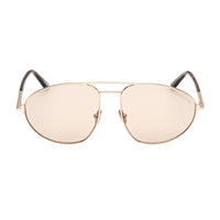 Tom Ford Sunglasses Aviator Full Rim, Shiny Gunmetal Frame and Brown Lens FT109508E