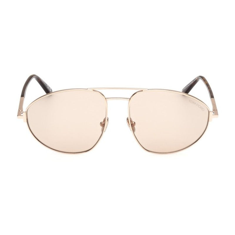 Tom Ford Sunglasses Aviator Full Rim, Shiny Gunmetal Frame and Brown Lens FT109508E
