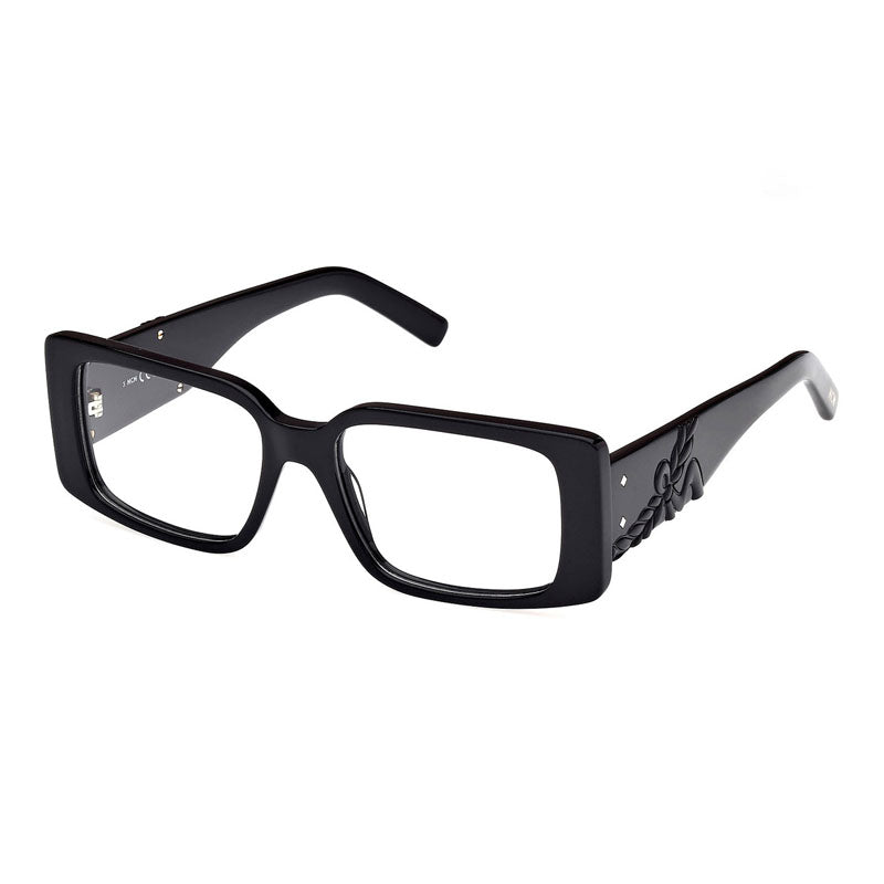MCM Eyeglasses Rectangle Full Rim, Shiny Black Frame and Clear Demo Lenses Lens MW5003001