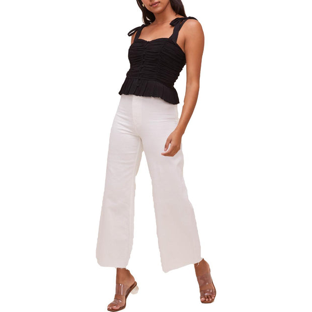 Duffy Womens Crepe Ruched Crop Top