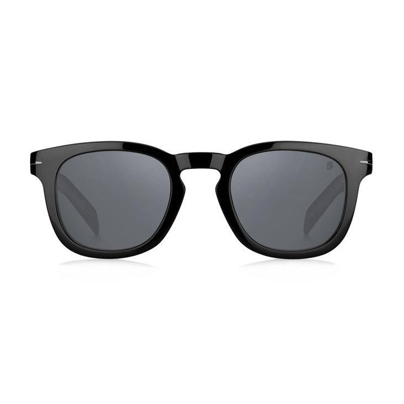 David Beckham Sunglasses Square Full Rim, Shiny Black Frame and Silver Mirror Lens DB7030/S0807T4