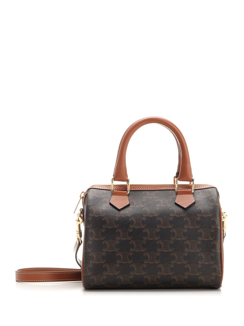 Celine Celine Women Small Boston Bag In Triomphe Canvas And Calfskin