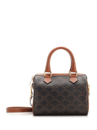 Celine Celine Women Small Boston Bag In Triomphe Canvas And Calfskin