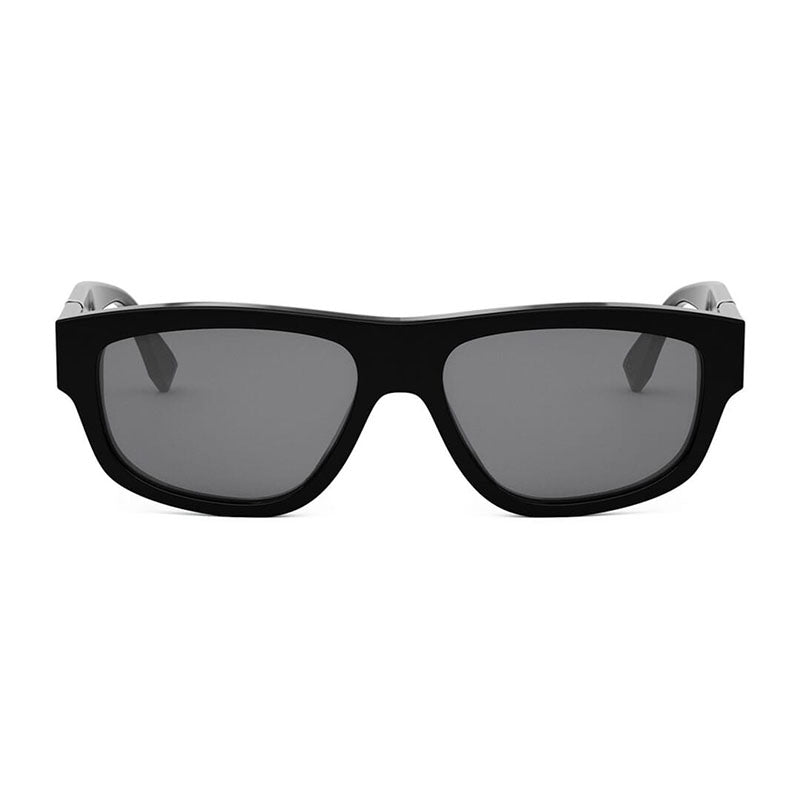 Fendi Fendi Sunglasses Geometric Full Rim, Shiny Black Frame and Grey Lens FE40157F01A