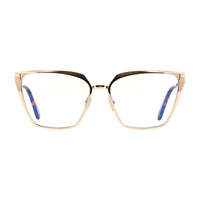 Tom Ford Tom Ford Eyeglasses Square Full Rim, Shiny Palladium Frame and Clear Blue Light Block Lenses Lens FT5945-B016