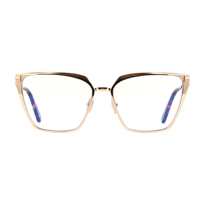 Tom Ford Tom Ford Eyeglasses Square Full Rim, Shiny Palladium Frame and Clear Blue Light Block Lenses Lens FT5945-B016