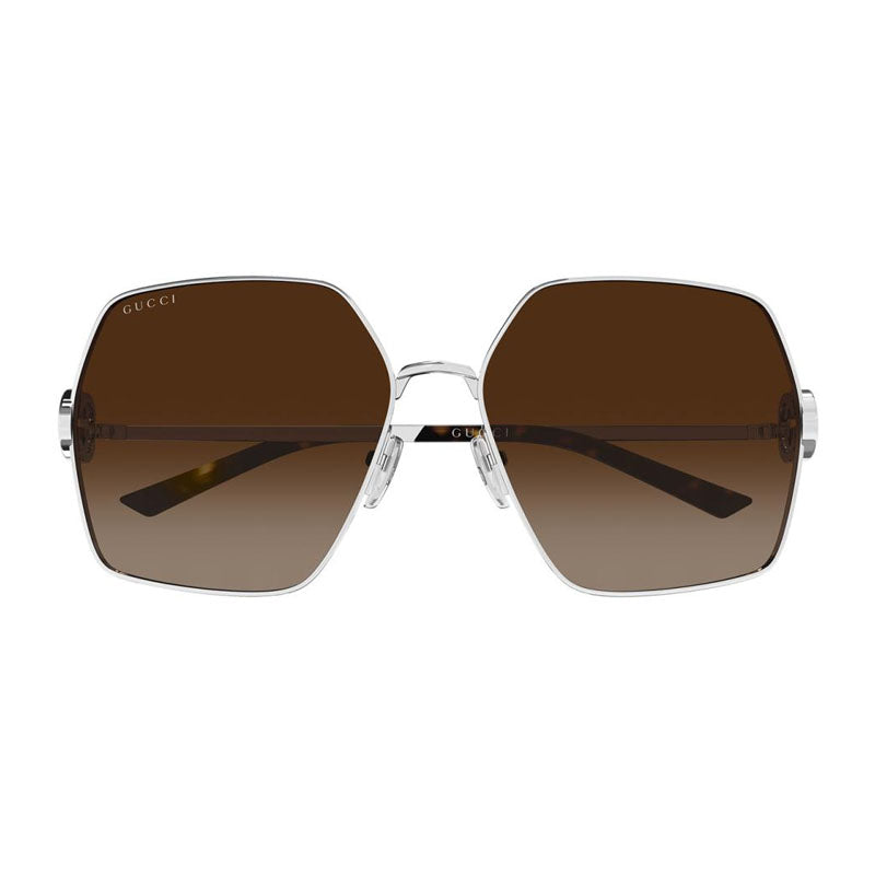 Gucci Sunglasses Square Full Rim, Gold Frame and Grey Gradient Lens GG2163S001