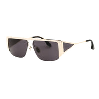 Victoria Beckham Sunglasses Rectangle Semi Rim, Black/Gold Frame and Transparent Lens VB250S001