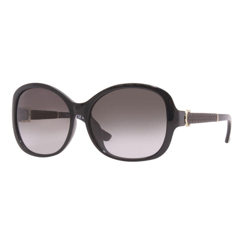 Salvatore Ferragamo Sunglasses Oval Full Rim, Black Frame and Grey Gradient Lens SF744SLA001
