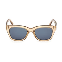 Tom Ford Tom Ford Sunglasses Square Full Rim, Shiny Light Brown Frame and Blue Lens FT023745V
