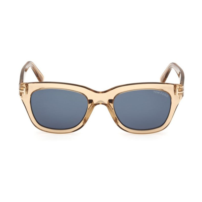 Tom Ford Tom Ford Sunglasses Square Full Rim, Shiny Light Brown Frame and Blue Lens FT023745V