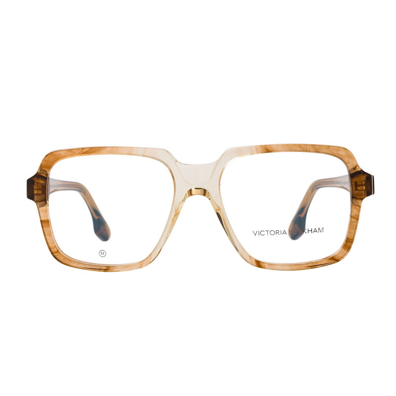 Victoria Beckham Eyeglasses Square Full Rim, Vintage Shaded Brown Frame and Clear Demo Lenses Lens VB2668233