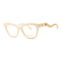Roberto Cavalli Eyeglasses Cat Eye Full Rim, Shiny Beige Frame and Clear Demo Lens Lens VRC07209X7
