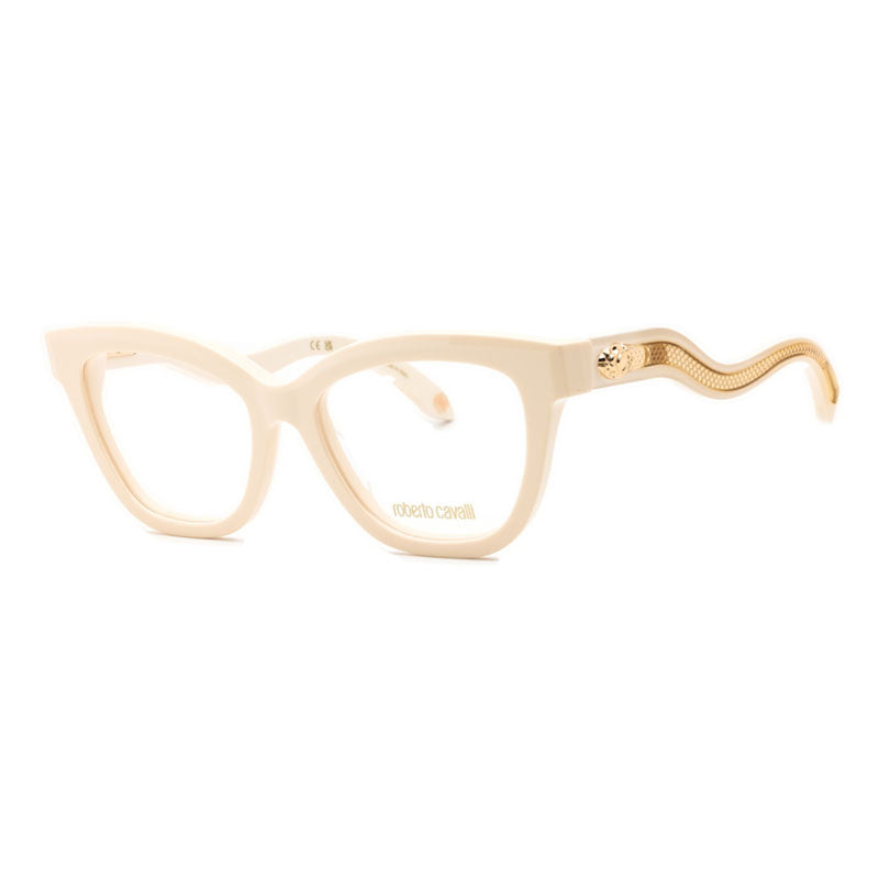 Roberto Cavalli Eyeglasses Cat Eye Full Rim, Shiny Beige Frame and Clear Demo Lens Lens VRC07209X7