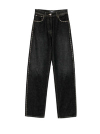 Versace Versace Women Denim Pants With Studs