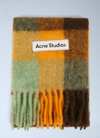 Acne Studios Men Fringed Check Scarf
