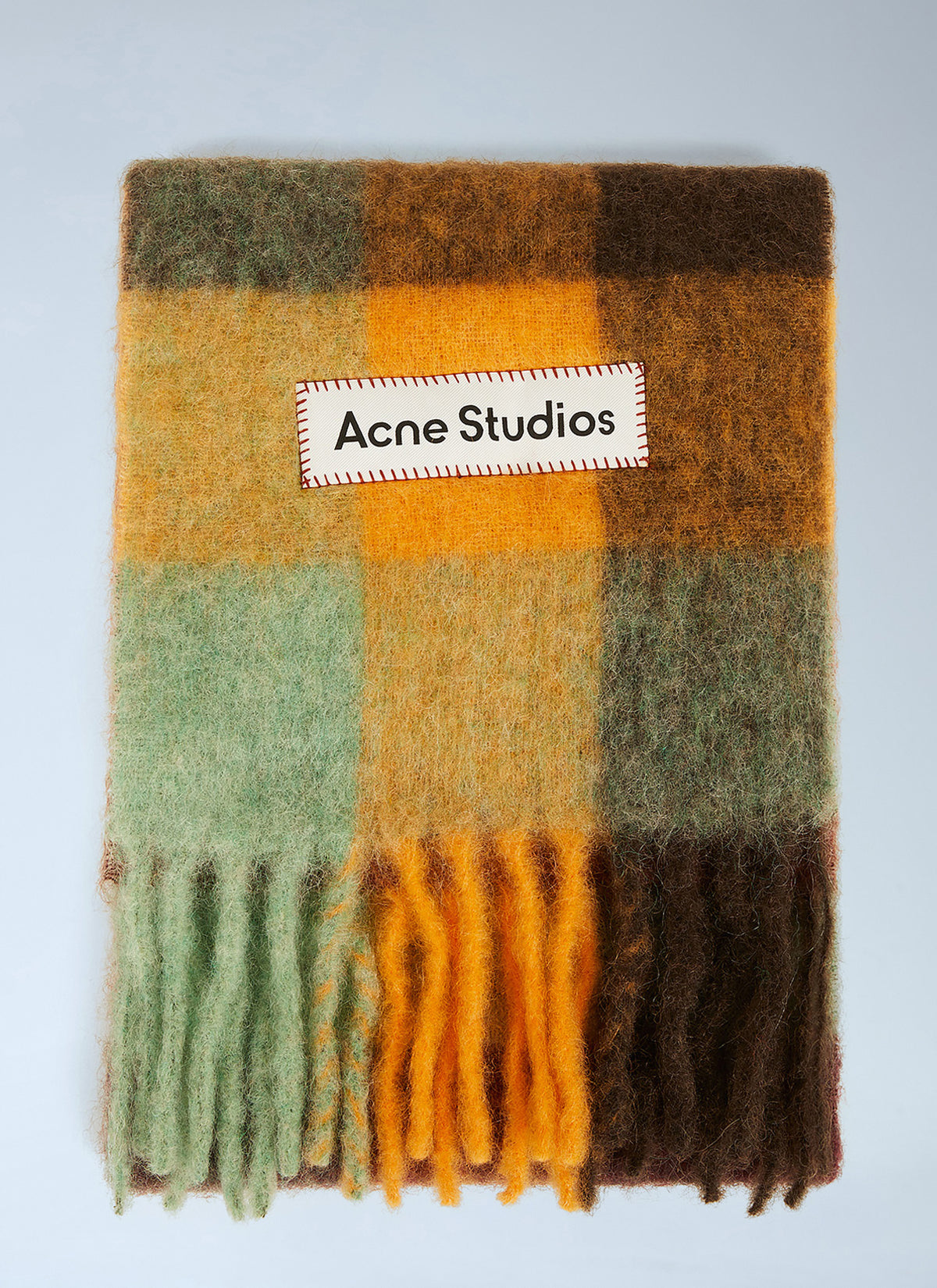 Acne Studios Men Fringed Check Scarf
