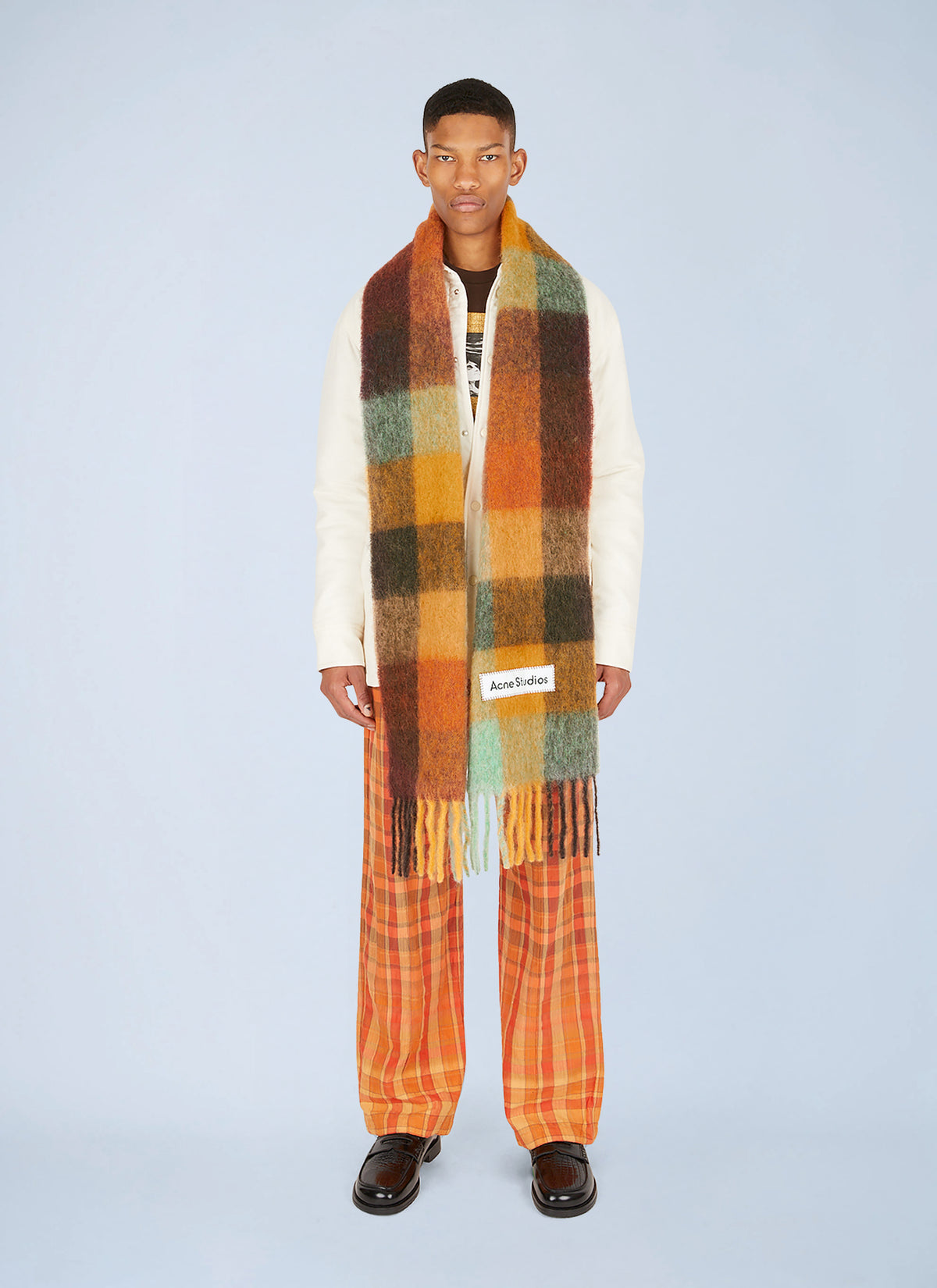 Acne Studios Men Fringed Check Scarf