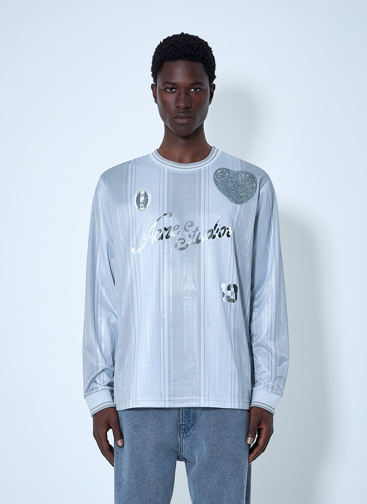 Acne Studios Men Embroidered Logo Long-Sleeve Shirt