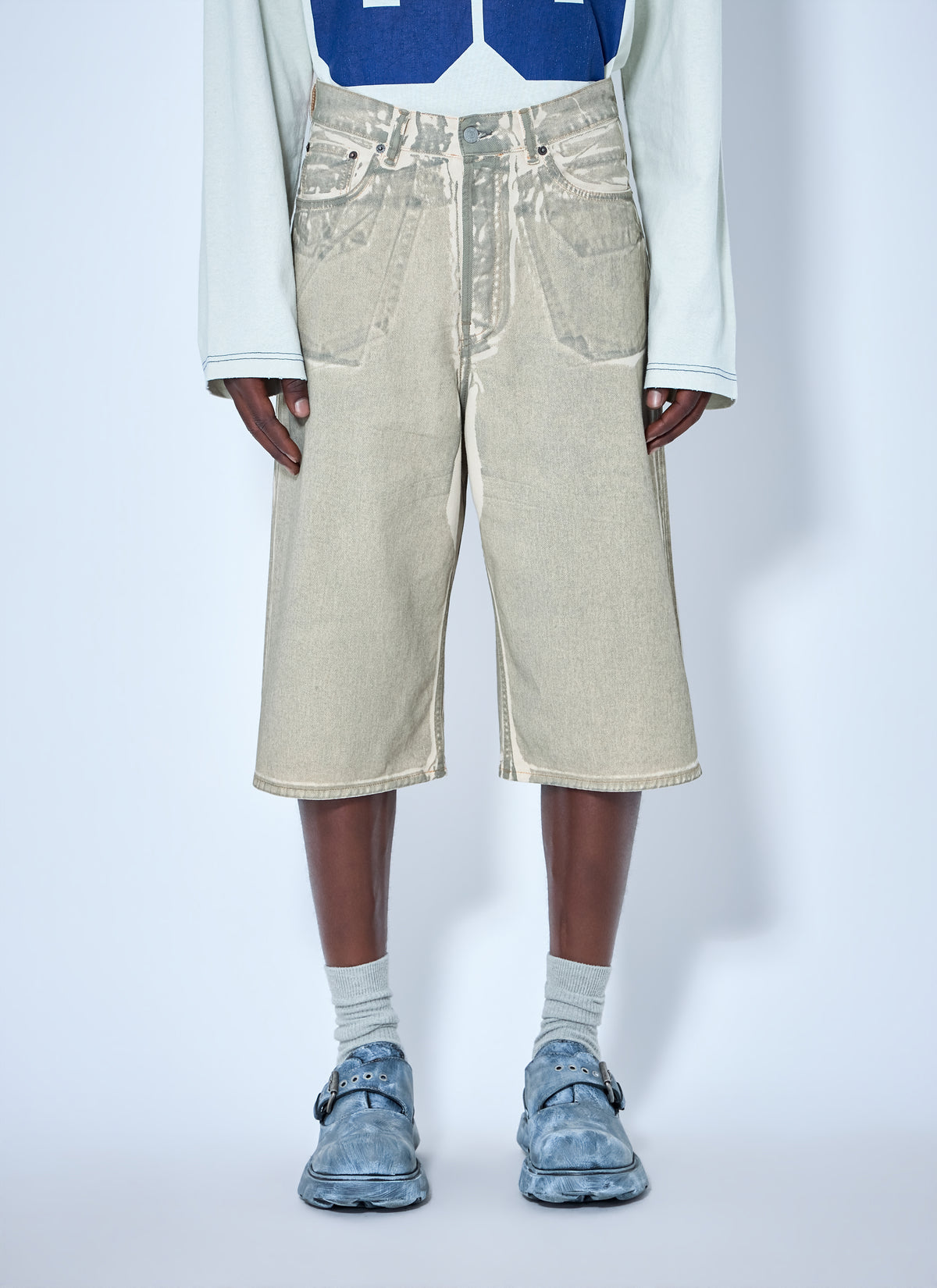 Acne Studios Men Wide-Leg Denim Shorts