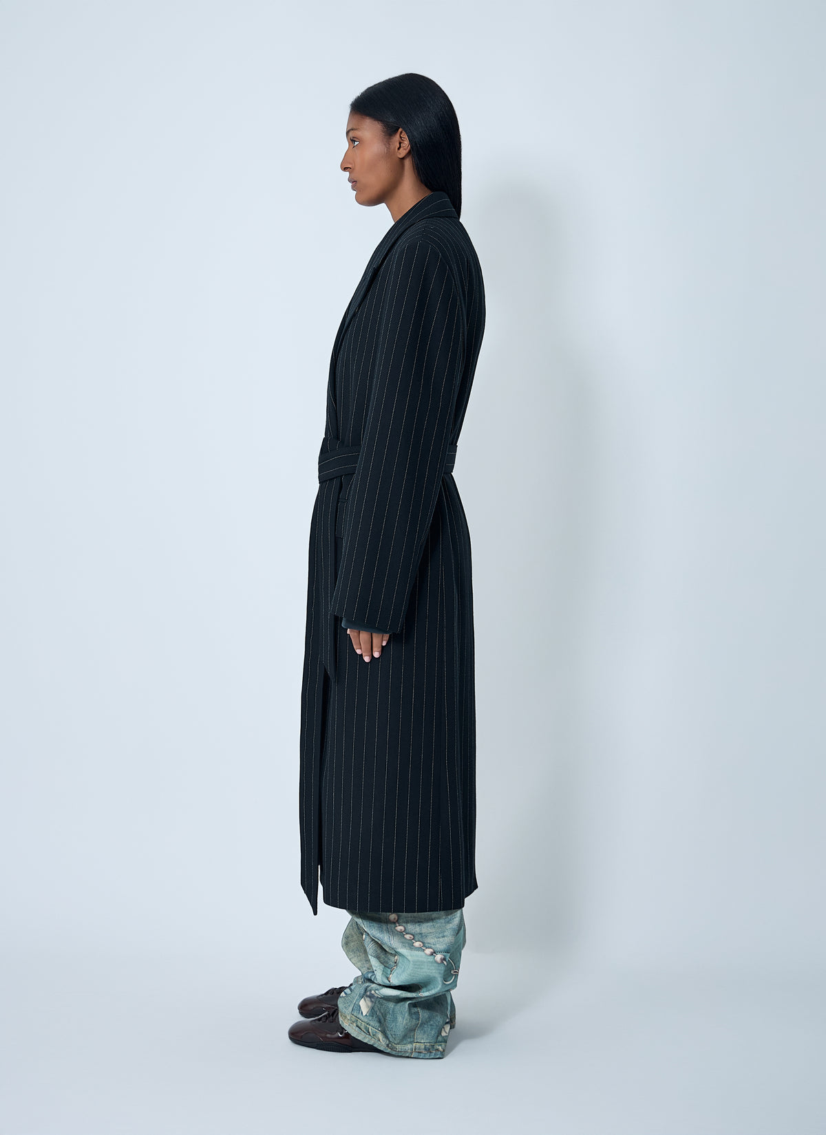 Acne Studios Acne Studios Women Belted Pinstripe Coat