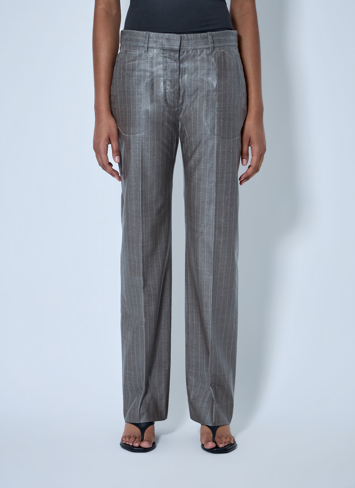 Acne Studios Women Coated Pinstripe Trousers