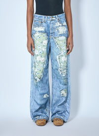 Acne Studios Women Distressed Floral Patchwork Jeans
