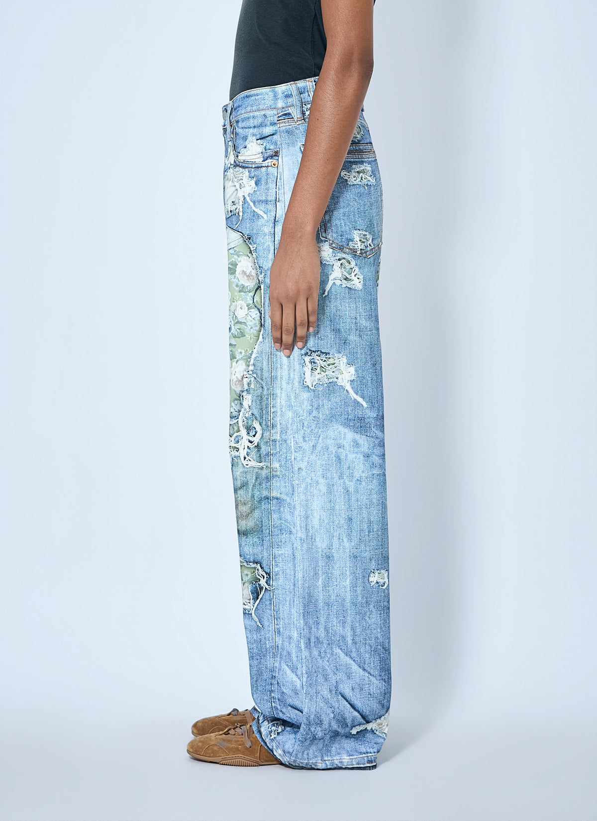 Acne Studios Women Distressed Floral Patchwork Jeans