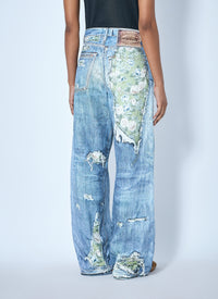Acne Studios Women Distressed Floral Patchwork Jeans